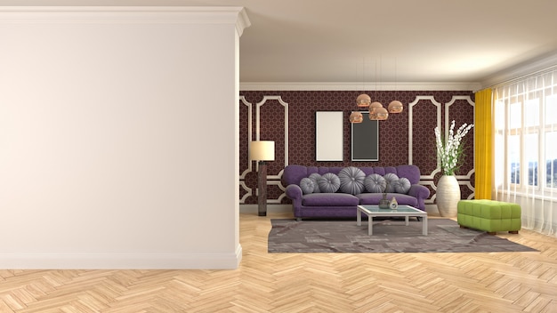 Illustration of the living room interior