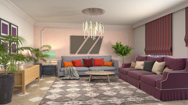 Illustration of the living room interior