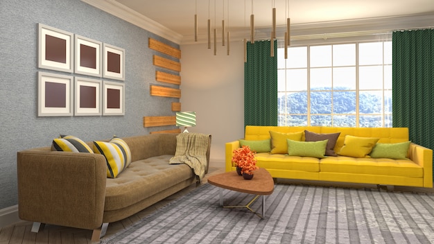 Illustration of the living room interior