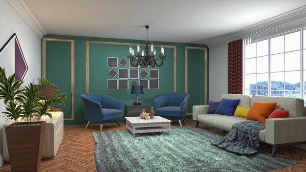 Illustration of the living room interior