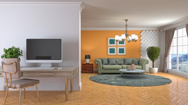 Illustration of the living room interior