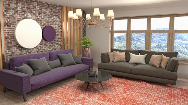 Illustration of the living room interior