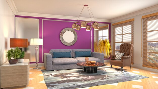 Illustration of the living room interior