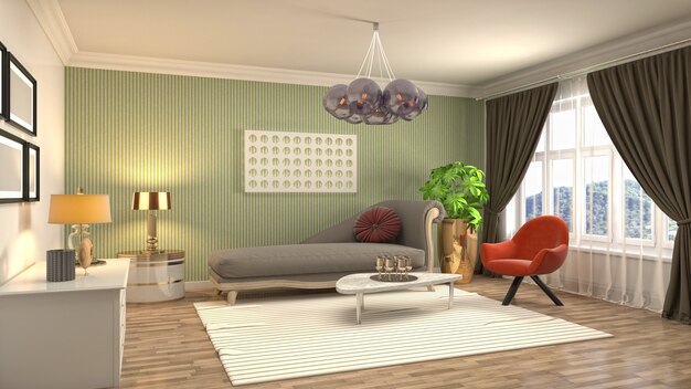 Illustration of the living room interior