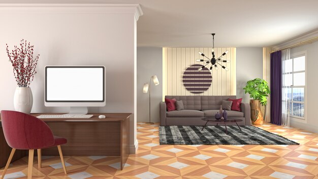 Illustration of the living room interior