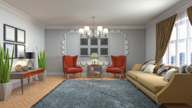 Illustration of the living room interior