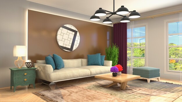 Illustration of the living room interior