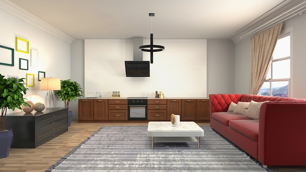 Illustration of the living room interior