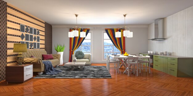 Illustration of the living room interior