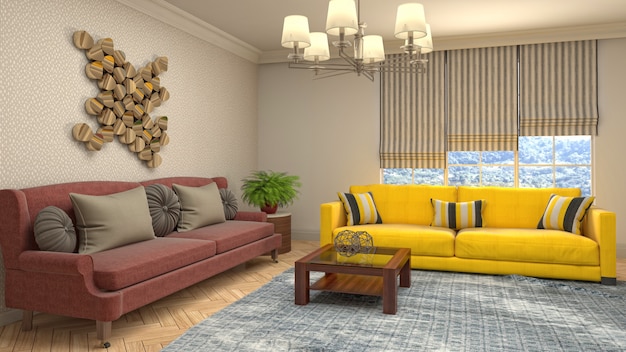 Illustration of the living room interior