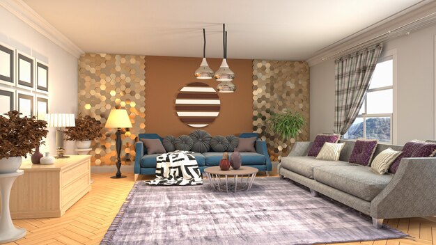 Illustration of the living room interior