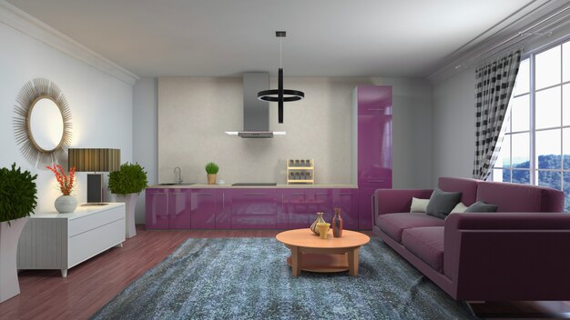 Illustration of the living room interior