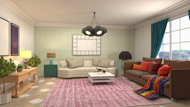 Illustration of the living room interior