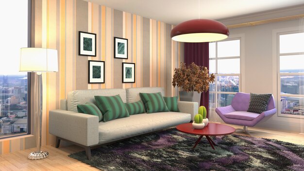 Illustration of the living room interior