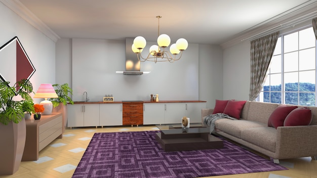 Illustration of the living room interior