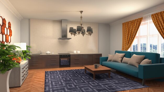 Illustration of the living room interior