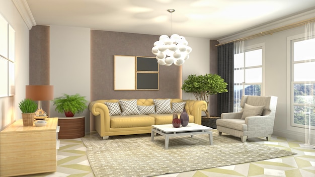 Illustration of the living room interior