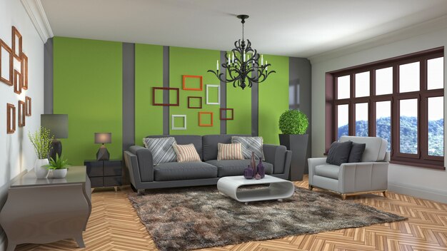 Illustration of the living room interior