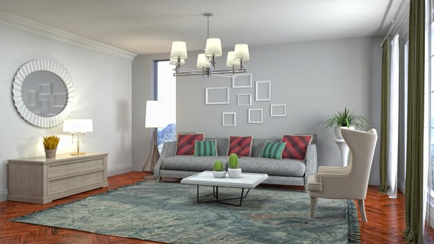 Illustration of the living room interior