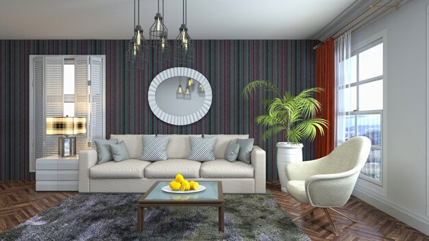 Illustration of the living room interior