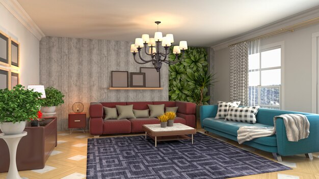 Illustration of the living room interior