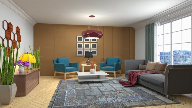 Illustration of the living room interior