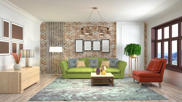 Illustration of the living room interior