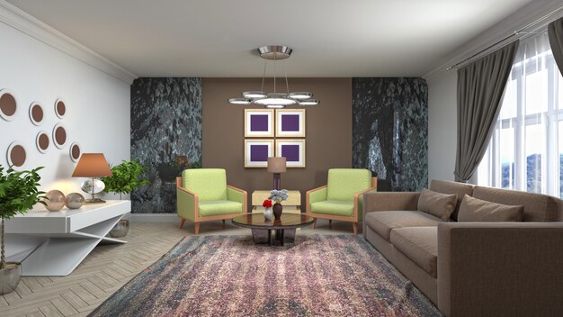 Illustration of the living room interior