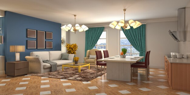 Illustration of the living room interior