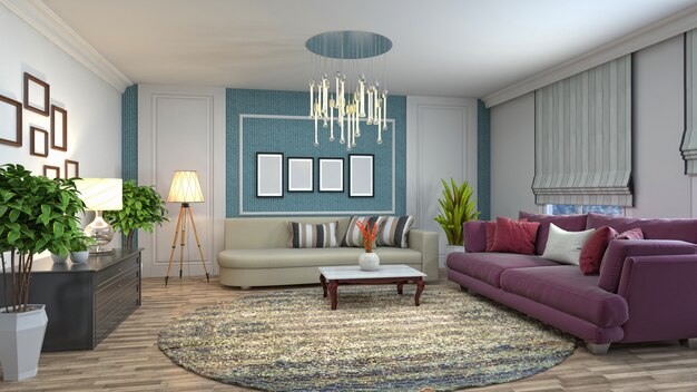 Illustration of the living room interior