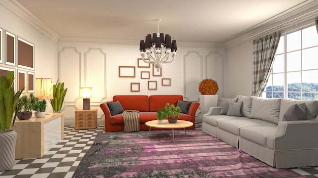 Illustration of the living room interior