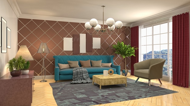 Illustration of the living room interior