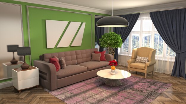 Illustration of the living room interior