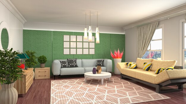 Illustration of the living room interior