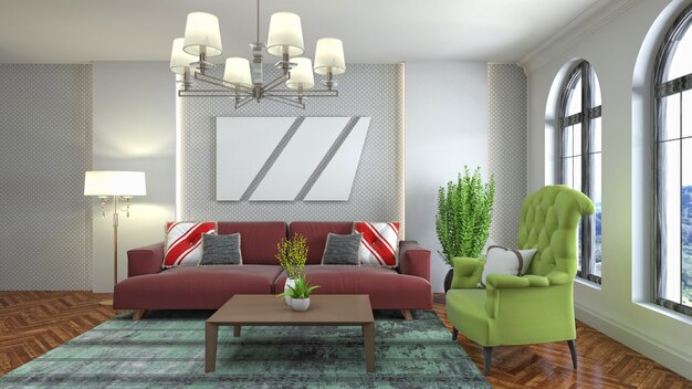 Illustration of the living room interior