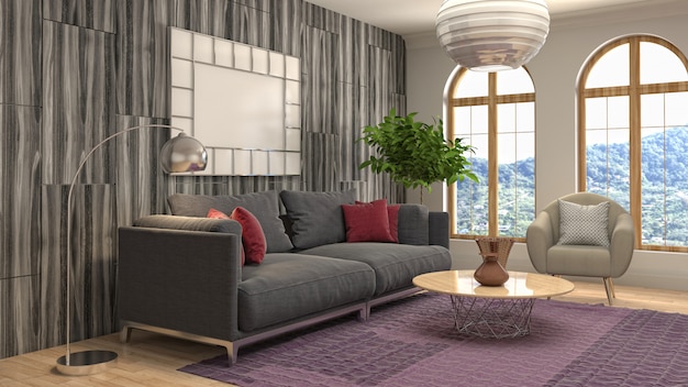 Illustration of the living room interior