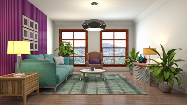 Illustration of the living room interior