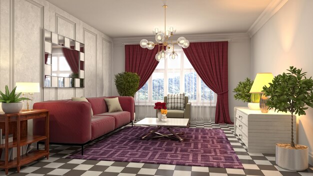 Illustration of the living room interior