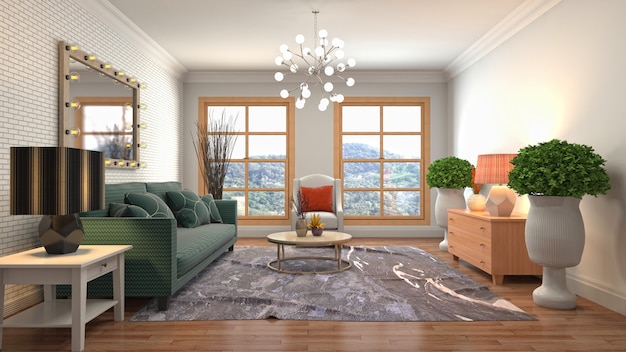 Illustration of the living room interior