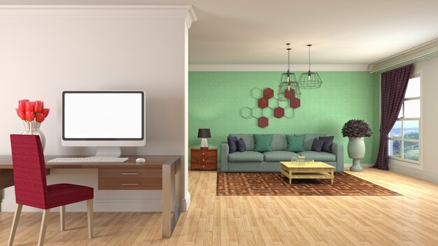 Illustration of the living room interior