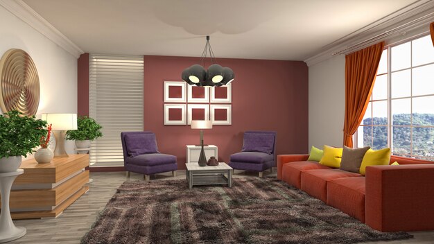 Illustration of the living room interior