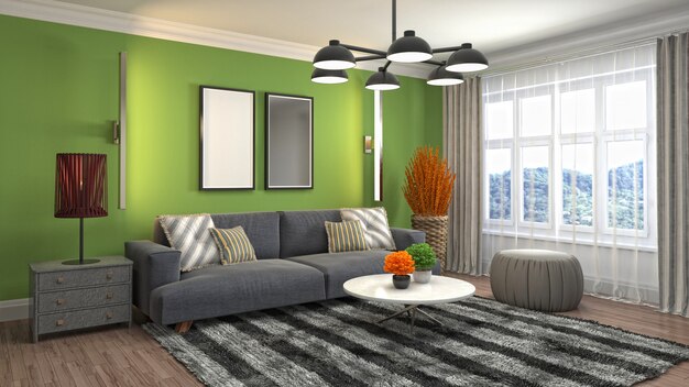 Illustration of the living room interior