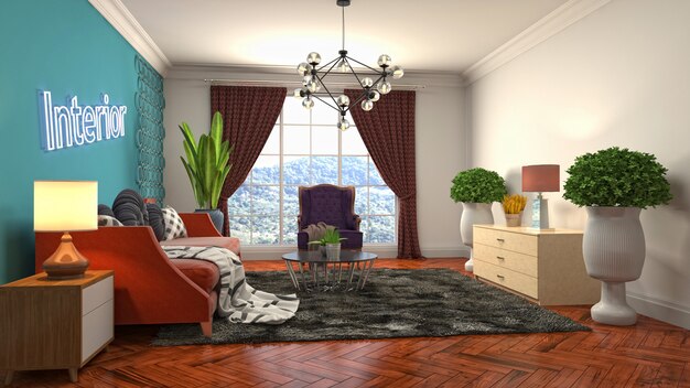 Illustration of the living room interior