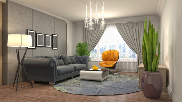 Illustration of the living room interior