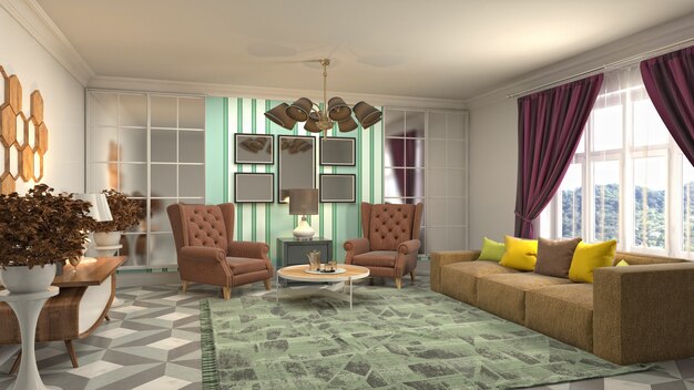 Illustration of the living room interior