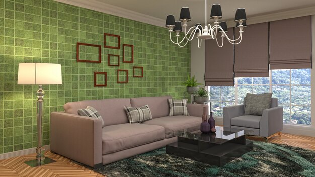 Illustration of the living room interior