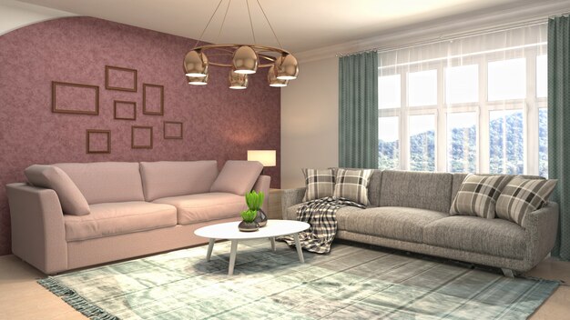 Illustration of the living room interior