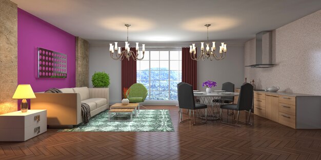 Illustration of the living room interior