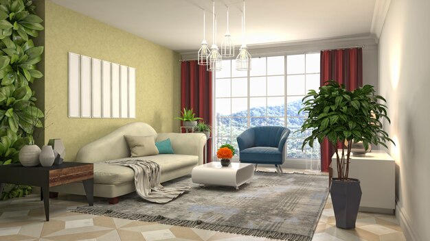 Illustration of the living room interior