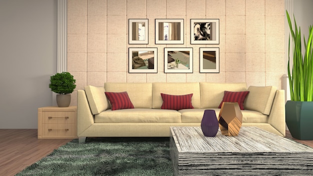 Illustration of the living room interior